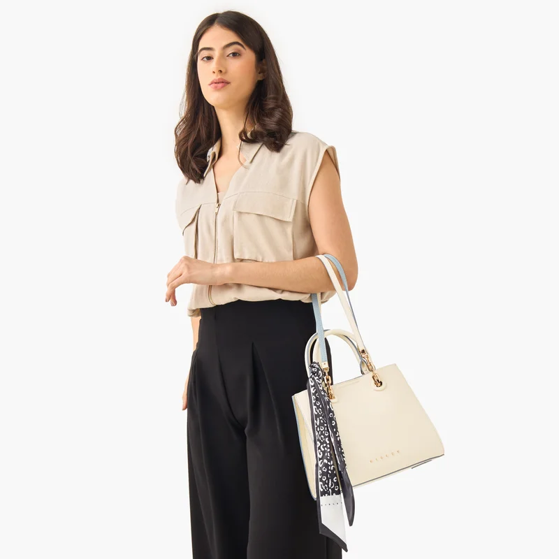 Sisley Textured Crossbody Bag with Scarf Detail for Women